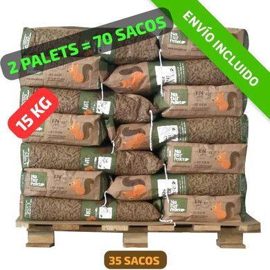 2 Palets de 70 Sacos certificado DIN ENplus A1 15Kg NATURPELLET
